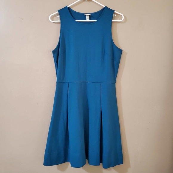 A New Day Womens Pleated Dress Size M Blue Sleeveless Knee Length Pockets - Picture 1 of 9